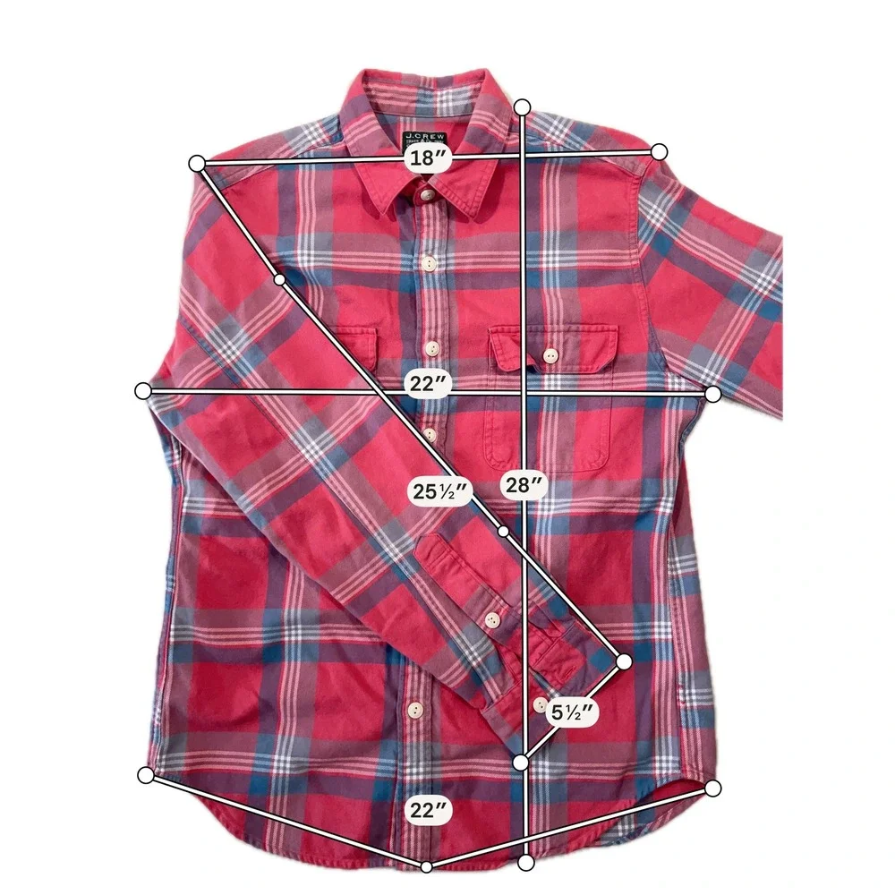 J. Crew Sporting Goods Mens Medium Red Plaid Cotton Flannel Button Down Shirt